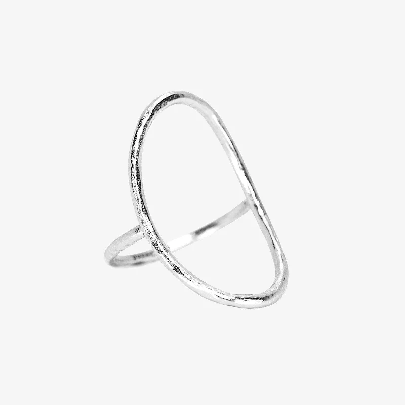 Women's rings floral-accent-Silver Oval Open Ring