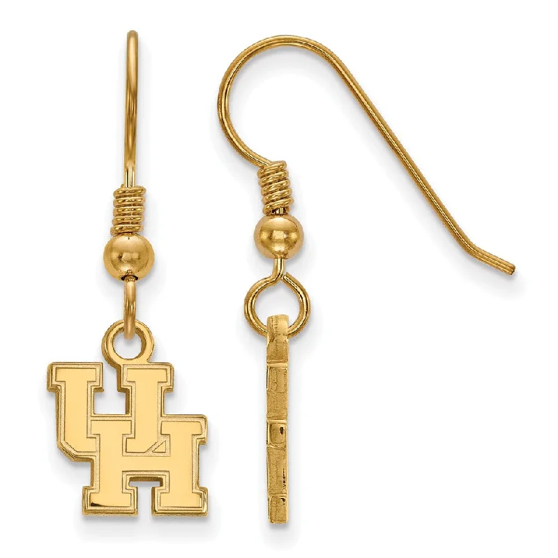 Women's earrings ornate-bar-14k Gold Plated Silver University of Houston XS (Tiny) Dangle Earrings