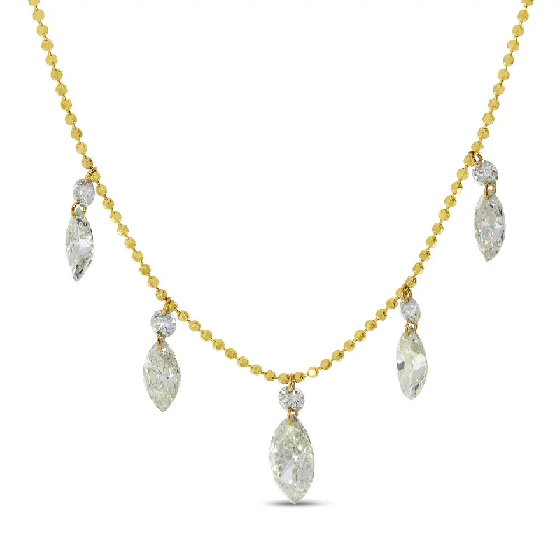 Women's necklaces wispy-stone-DASHING DIAMOND ROUND / MARQUIS DANGLE NECKLACE P10360-18