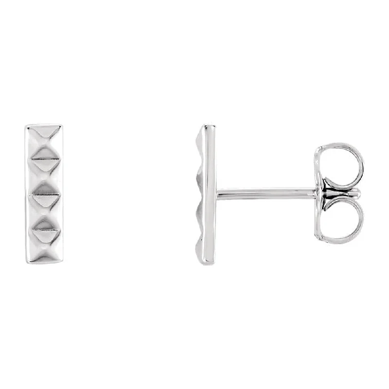 Women's earrings radiant-swirl-2.5mm x 9mm (3/8 Inch) 14k White Gold Small Pyramid Bar Earrings