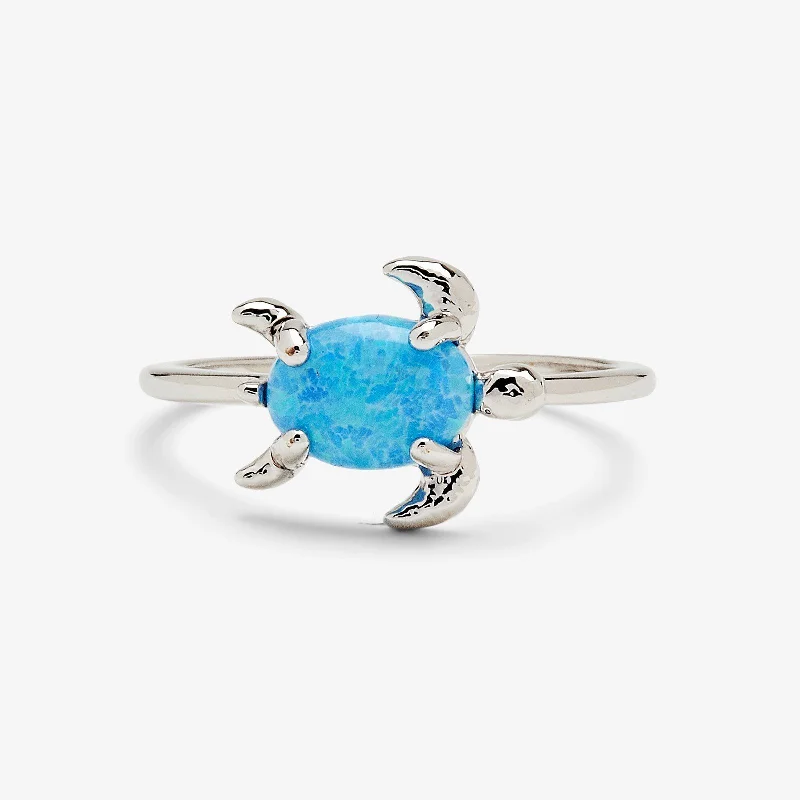 Women's rings sleek-citrine-Opal Sea Turtle Ring