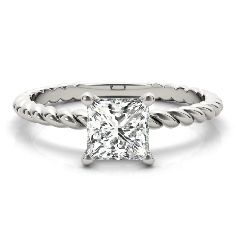 Women's engagement rings velvety-band-Eleanor Princess Diamond Solitaire Engagement Ring