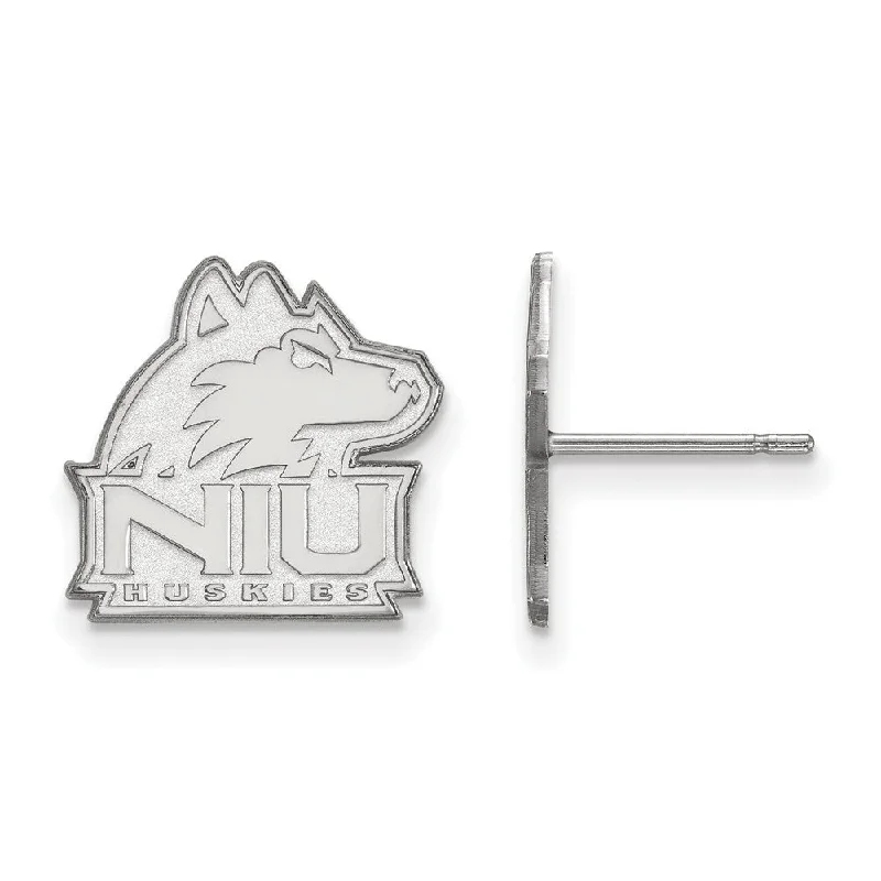 Women's earrings fine-etching-14k White Gold Northern Illinois University Small Post Earrings