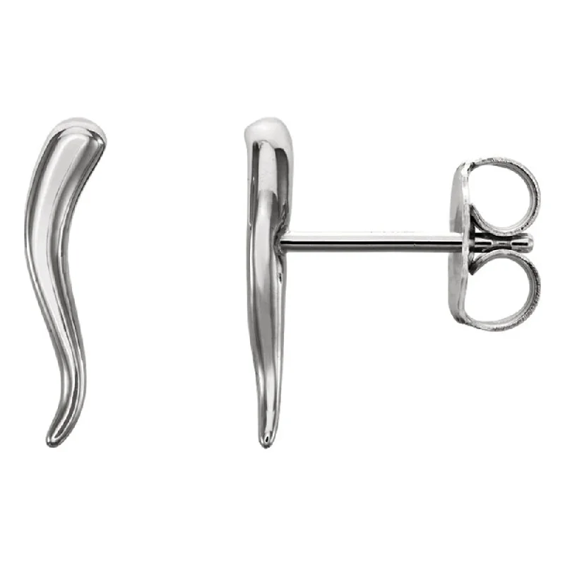 Women's earrings ornate-glow-2.8mm x 12mm (7/16 Inch) Sterling Silver Small Italian Horn Earrings