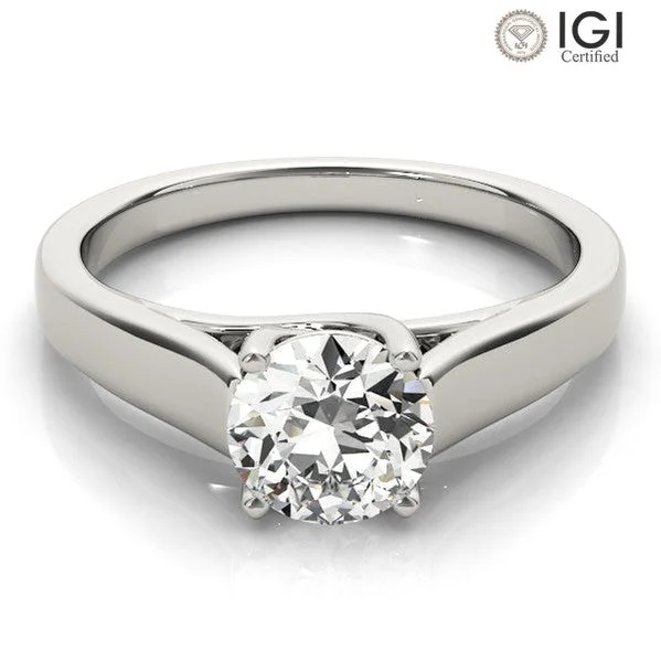 Women's engagement rings proposal-luxe-Evelyn Round Lab Grown Diamond Solitaire Engagement Ring IGI Certified