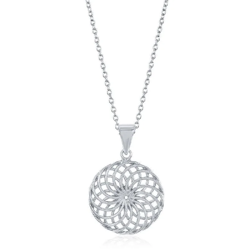 Women's necklaces luminous-gem-Sterling Silver Swirl Flower Necklace