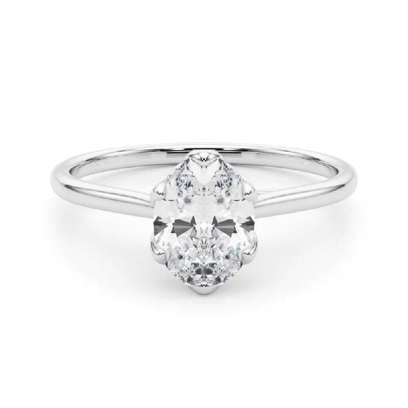 Women's engagement rings satin-platinum-Esme Oval Diamond Solitaire Engagement Ring