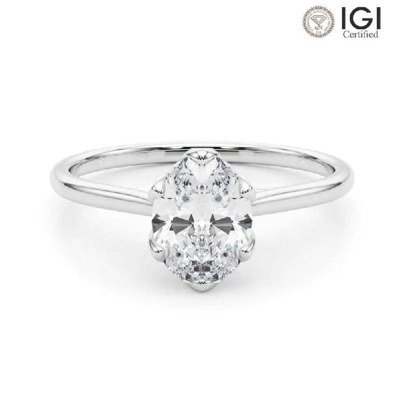 Women's engagement rings vintage-prong-Esme Oval Lab Grown Diamond Solitaire Engagement Ring IGI Certified