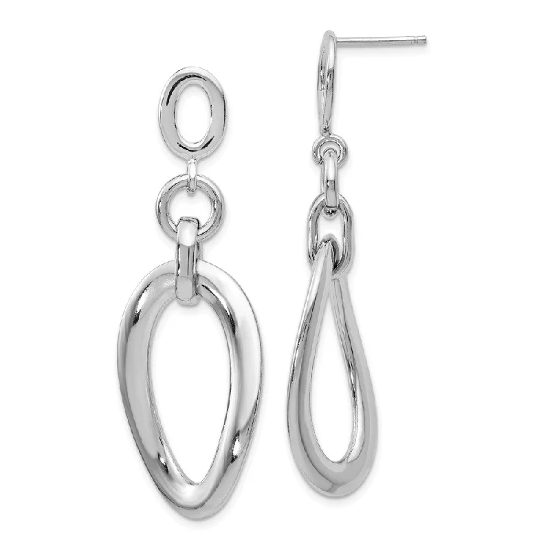 Women's earrings playful-luxe-Bent Oval Post Dangle Earrings in Sterling Silver