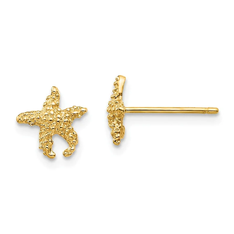 Women's earrings luxe-titanium-8mm Textured Starfish Post Earrings in 14k Yellow Gold