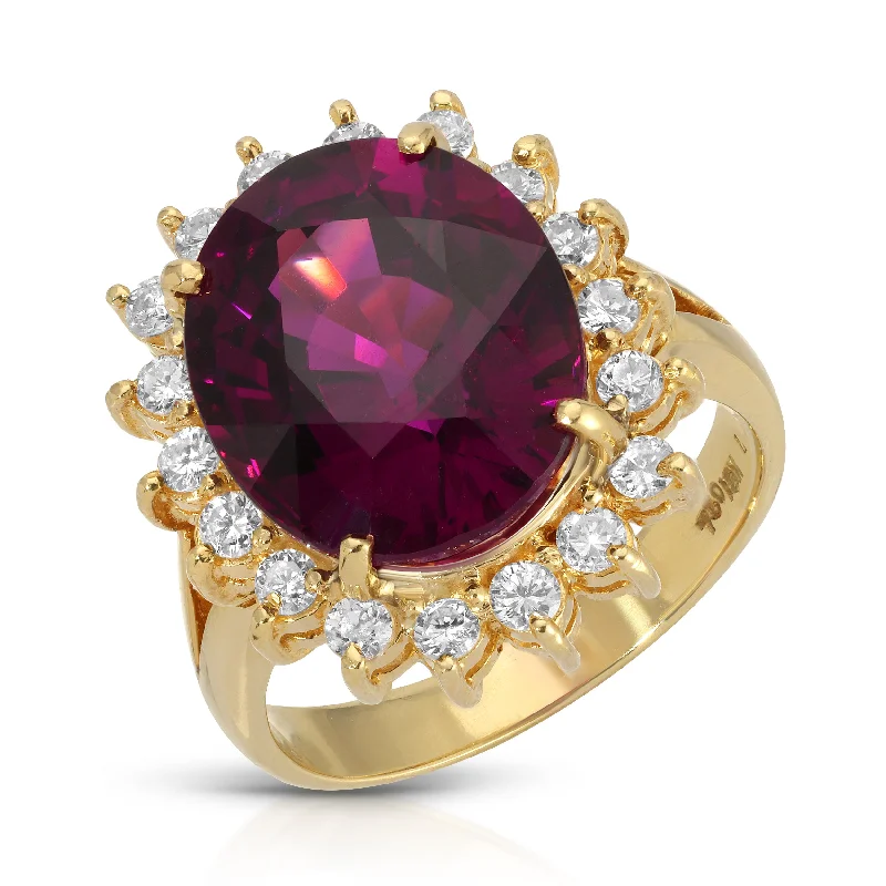 Women's rings celestial-stone-Purple Garnet Diamond Ring