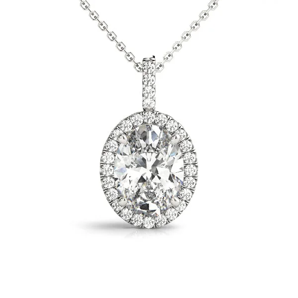 Women's necklaces luminous-gem-14K Diamond Necklace / Pendant Halo Style