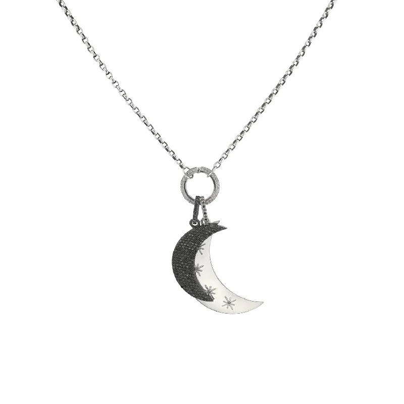 Women's necklaces luminous-zircon-Dark Side of the Moon Diamond Pendant Necklace N0002458