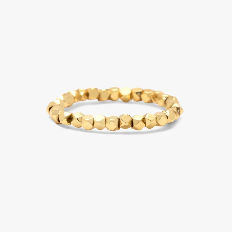 Women's rings soft-twinkle-Faceted Gold Bead Stretch Ring