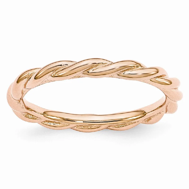 Women's rings eternal-gem-2.25mm Pink Tone Sterling Silver Stackable Expressions Twist Band