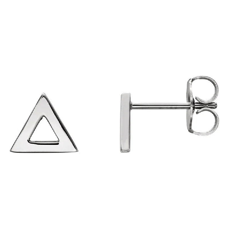 Women's earrings delicate-curve-7mm (1/4 Inch) Polished 14k White Gold Tiny Triangle Post Earrings