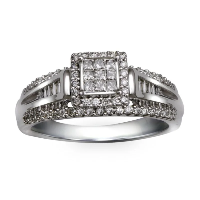 Women's engagement rings whimsical-halo-1/2 CTW Diamond Engagement Ring in 10KT White Gold