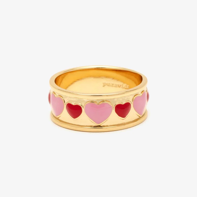 Women's rings sculpted-chic-Enamel Heart Ring