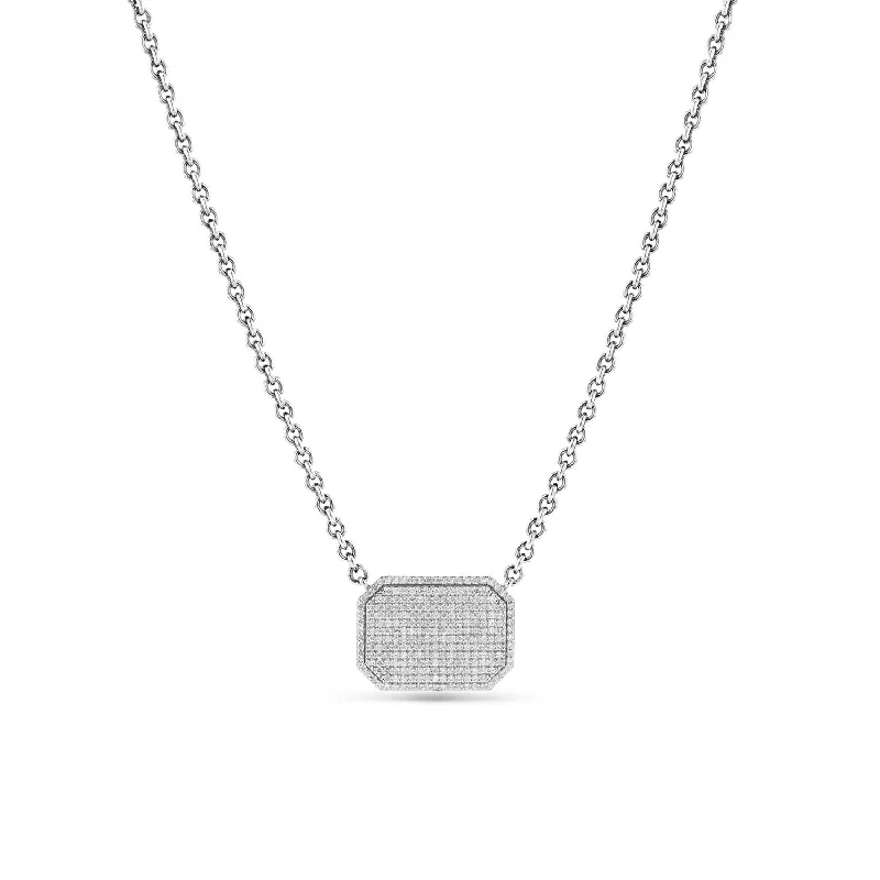 Women's necklaces radiant-swirl-Diamond Shield Necklace  N0002659