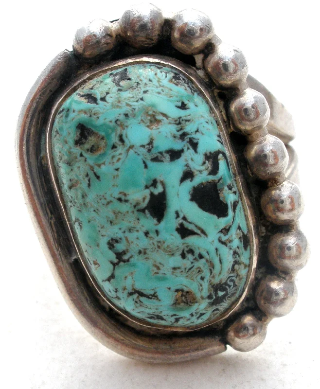 Women's rings velvety-silver-Vintage Turquoise Sterling Silver Ring Size 6.5