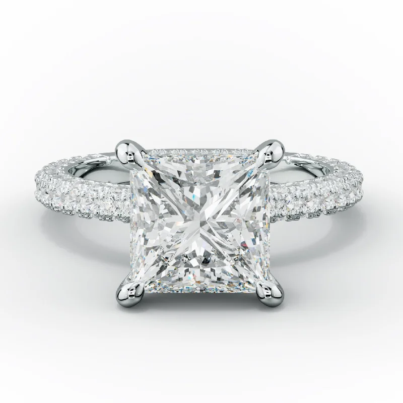 Women's engagement rings four-stone-Aurora Princess Cut Diamond Engagement Ring