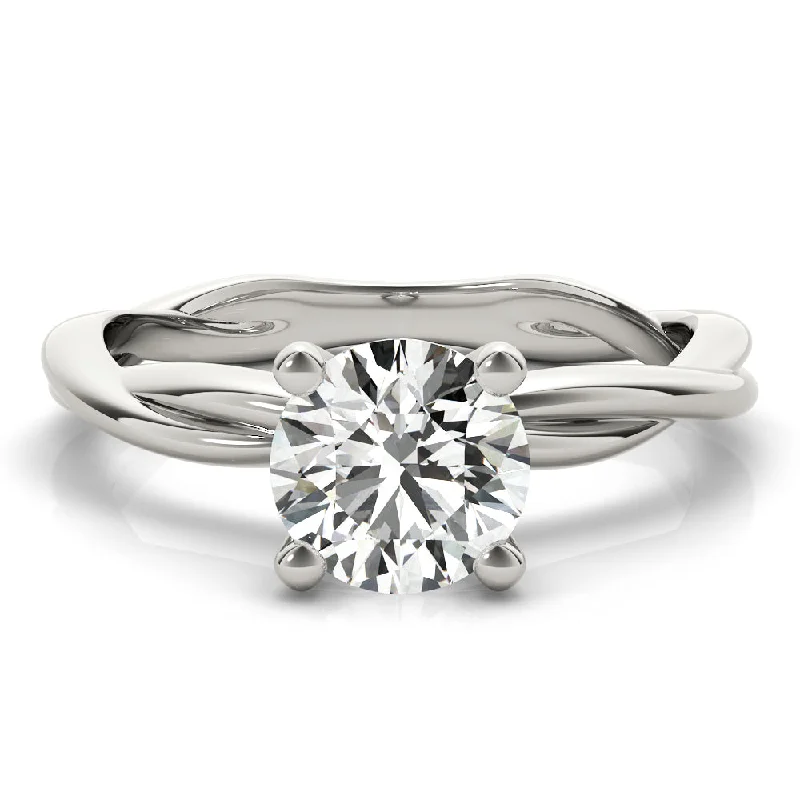 Women's engagement rings crafted-bezel-Twisted Vine Round Diamond Solitaire Engagement Ring