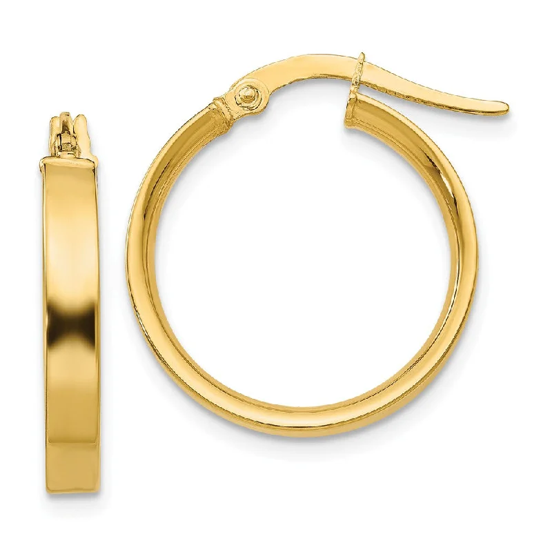 Women's earrings retro-luxe-3mm, 14k Yellow Gold Polished Round Hoop Earrings, 18mm (11/16 Inch)