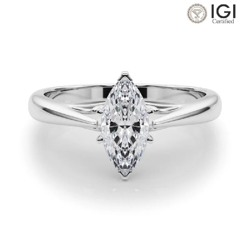 Women's engagement rings radiant-twist-Katerina Marquise Lab Grown Diamond Solitaire Engagement Ring IGI Certified