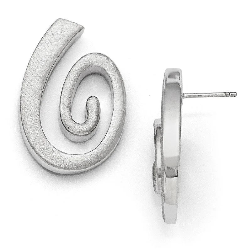 Women's earrings hand-twisted-Textured Coil Post Earrings in Sterling Silver, 30mm (1 1/8 in)