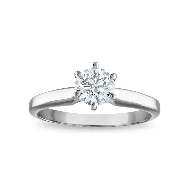 Women's engagement rings soft-hue-Signature Certificate EcoLove 1 CTW Round Lab Grown Diamond Solitaire Engagement Ring in 14KT White Gold