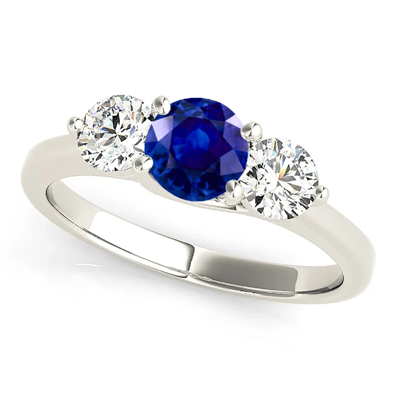 Women's engagement rings luminous-cushion-1.35 ct. Genuine Blue Sapphire Three Stone Engagement Ring