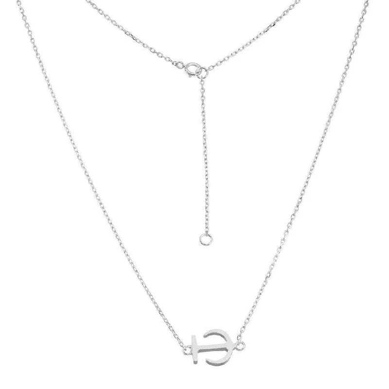 Women's necklaces delicate-curve-Sterling Silver Matte Anchor Design Necklace