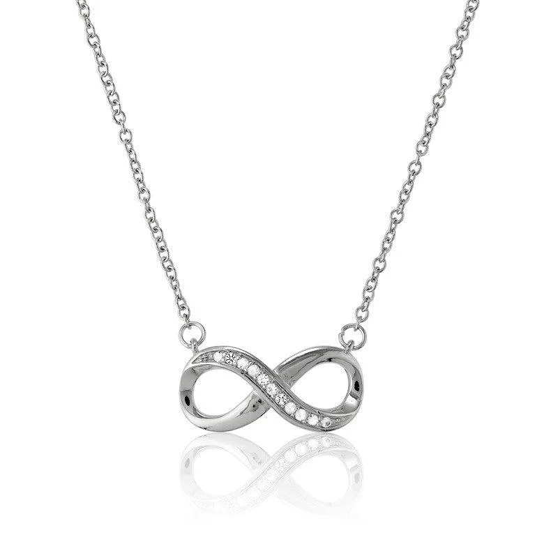 Women's necklaces night-luxe-Sterling Silver Half White Topaz Infinity Necklace