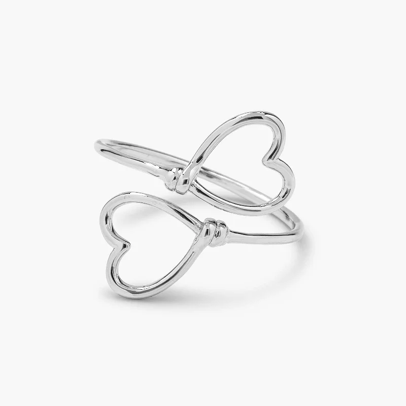 Women's rings sturdy-steel-Heart Wire Wrap Ring