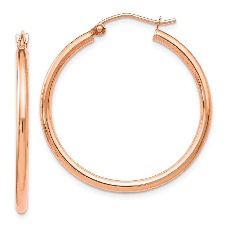 Women's earrings wispy-drop-2mm Round Hoop Earrings in 14k Rose Gold, 30mm (1 3/16 Inch)