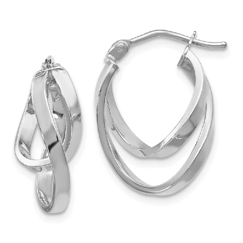 Women's earrings retro-luxe-14k White Gold Double Freeform Hoop Earrings, 17mm (5/8 Inch)