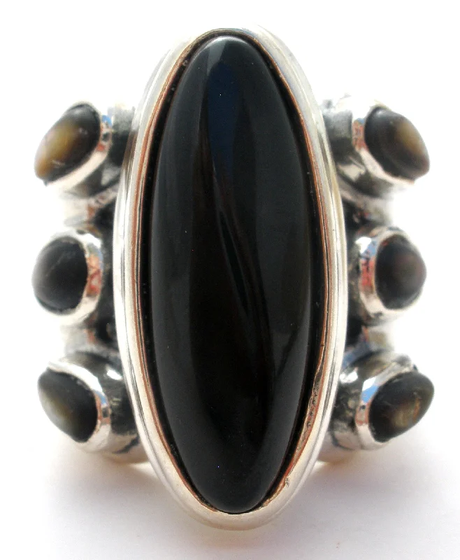 Women's rings luminous-stone-Black Onyx Sterling Silver Ring Carolyn Pollack Relios