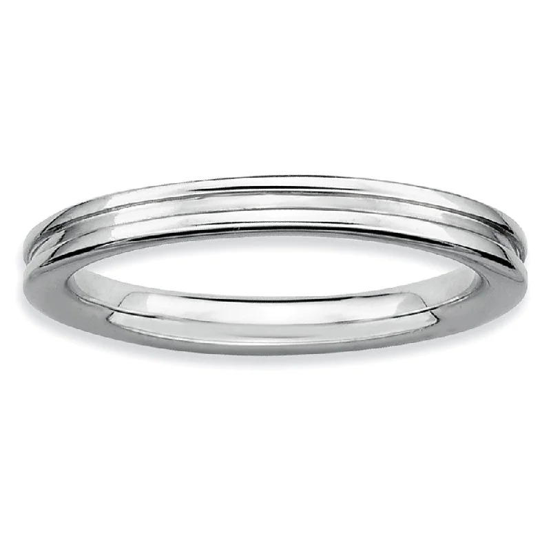 Women's rings blush-charm-2.25mm Stackable Sterling Silver Grooved Band