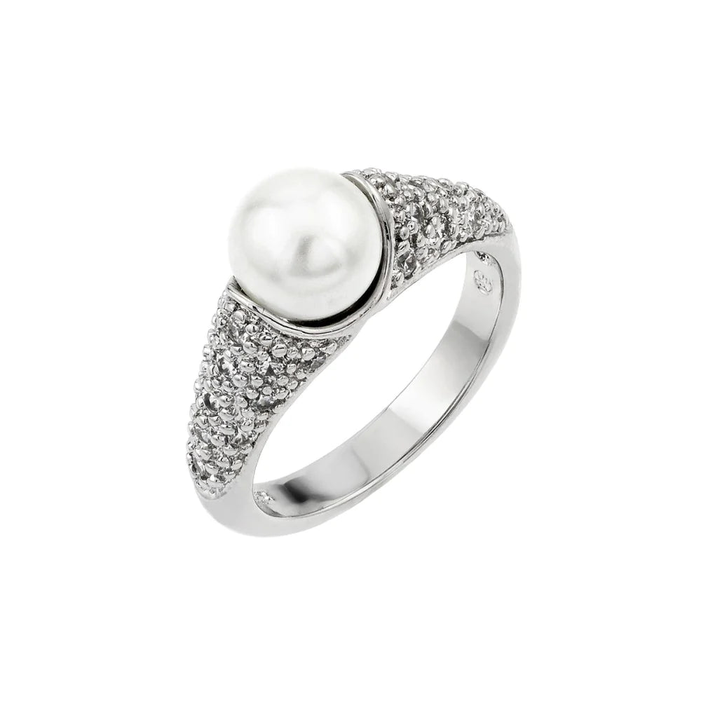 Women's rings wispy-grace-Silver 925 Rhodium Plated Pearl Ring