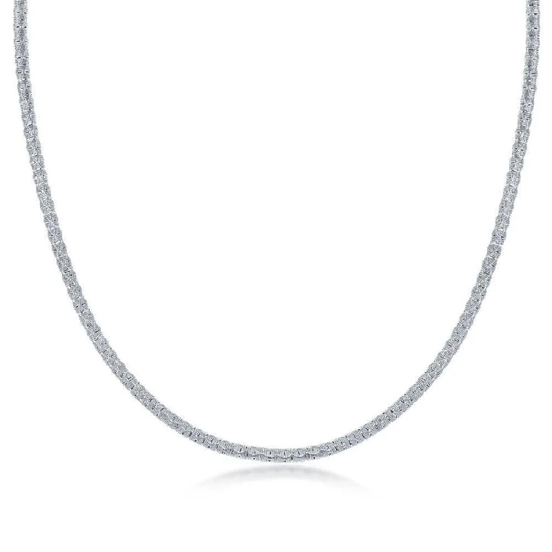 Women's necklaces snug-curve-Sterling Silver Diamond-Cut Wire Design Necklace