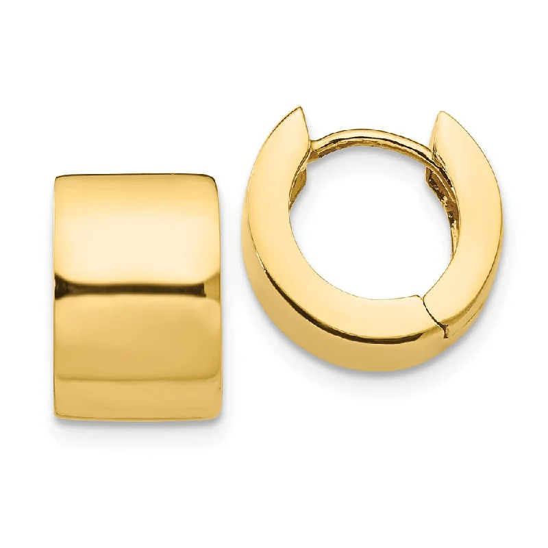 Women's earrings crafted-charm-Hinged Huggie Round Hoop Earrings in 14k Yellow Gold, 13mm (1/2 Inch)