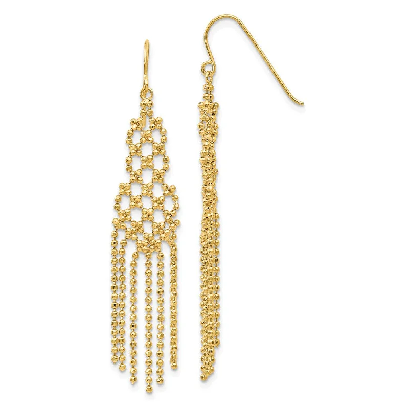 Women's earrings blush-bar-Diamond-cut Beaded Chandelier Earrings in 14k Yellow Gold