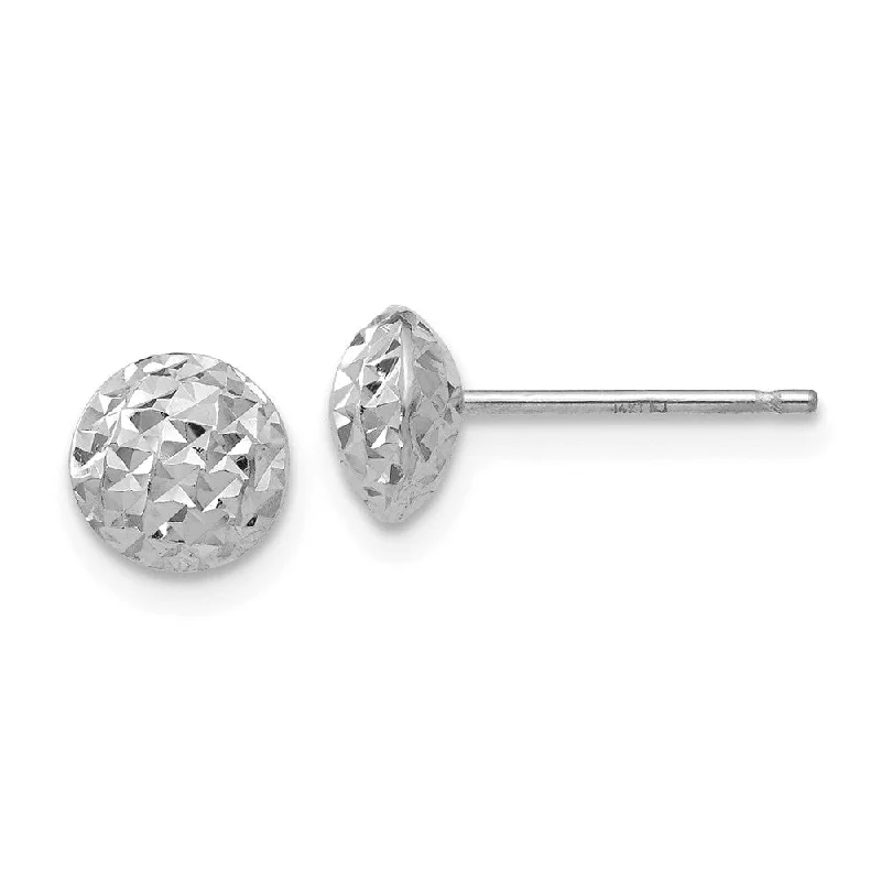 Women's earrings radiant-luxe-6mm Diamond Cut Puffed Circle Post Earrings in 14k White Gold