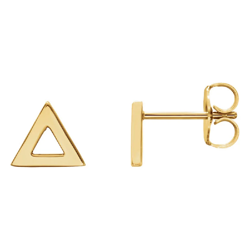 Women's earrings fine-etching-7mm (1/4 Inch) Polished 14k Yellow Gold Tiny Triangle Post Earrings