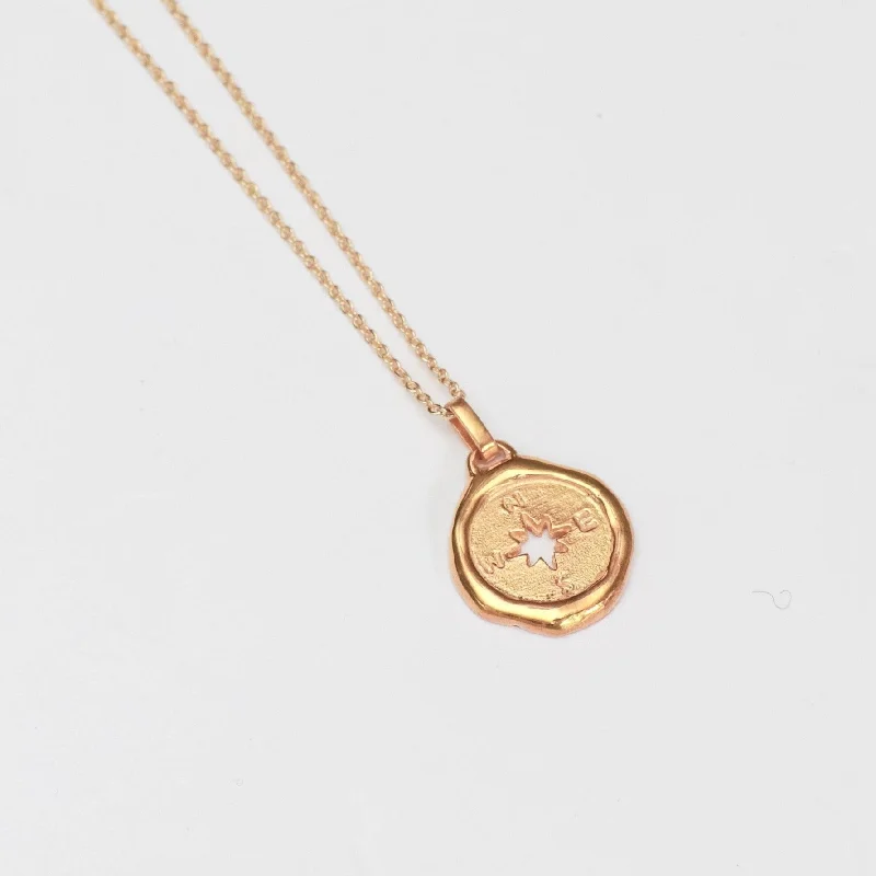 Women's necklaces radiant-swirl-Compass Necklace, Solid Gold