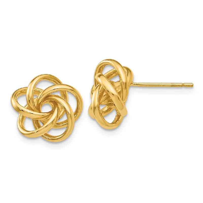 Women's earrings sturdy-steel-12mm Polished Love Knot Post Earrings in 14k Yellow Gold