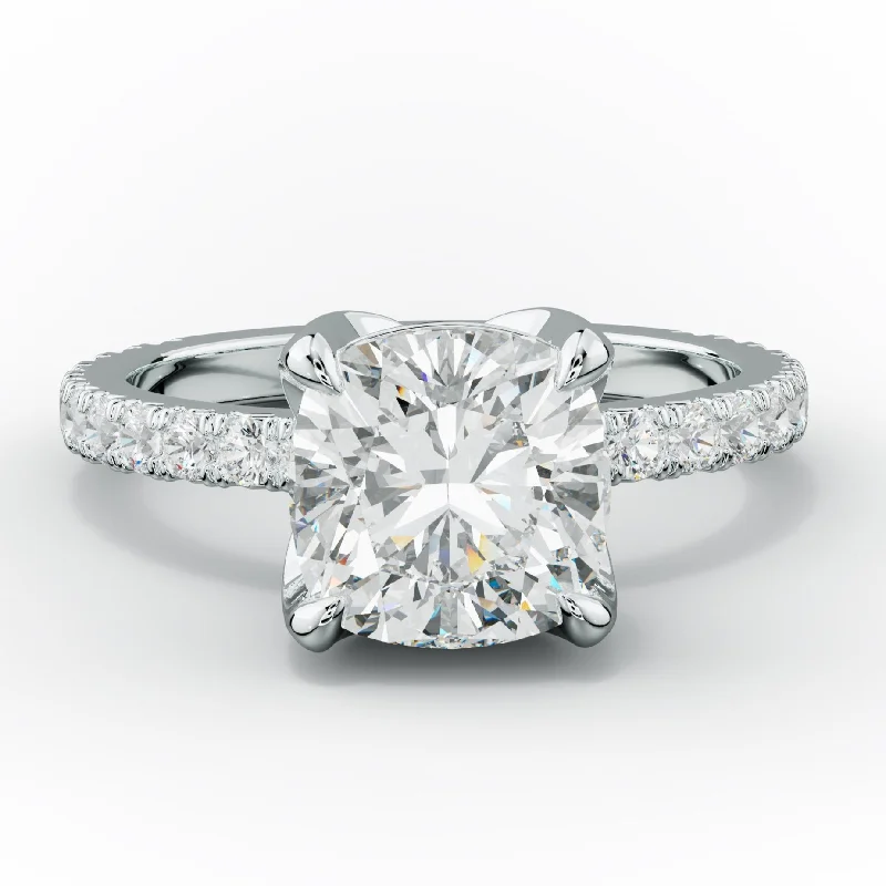 Women's engagement rings dazzling-zircon-Evelyn Cushion Cut Diamond Engagement Ring