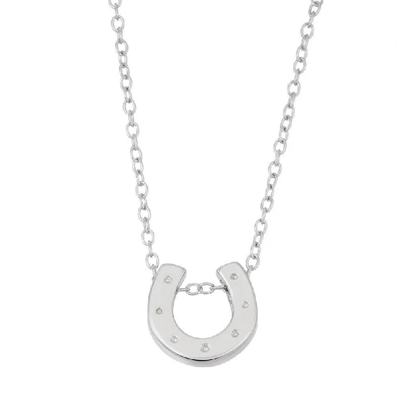 Women's necklaces bold-zircon-Sterling Silver Horseshoe Design Necklace