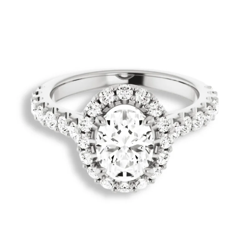 Women's engagement rings proposal-luxe-Oval Cut Diamond Halo Engagement Ring