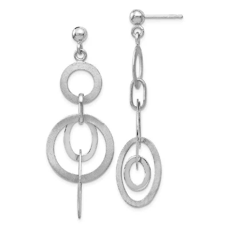 Women's earrings eternal-luxe-Oval and Circle Link Dangle Post Earrings in Sterling Silver